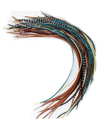 Real Rooster Feather Hair Extensions Kit: 20 Long Thin Feathers with Beads & Loop Tool - Sexy Sparkles - Buy Online on SooperMarket.com
