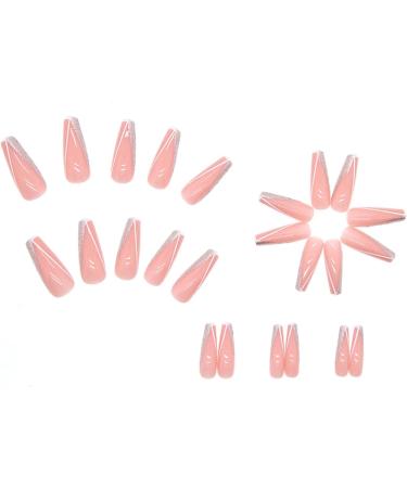 RUNRAYAY Pink French Fake Nails - Sequins Splicing Press On False Nails Kit for Women and Girls - Buy Online on SooperMarket.com