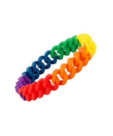 VALICLUD 3 Pcs Mens Gift Lesbian Rainbow Wristbands Cuff Bracelet Braided Rainbow Chain Braclets for Men Rainbow Chain Bracelet Biker Ring Men Gift Mens Bracelets United States Simple Medium Colorful