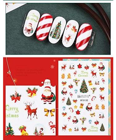 Brishow Christmas Nail Stickers 8 Sheets Nail Polish Stickers Self-Adhesive Elk Snow Nail Art Decals Full Wraps Nail Art Designs for Women Girls - Buy Online on SooperMarket.com