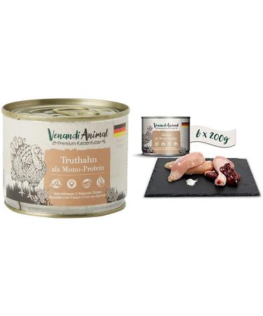 Venandi Animal Premium wet food for cats turkey as a monoprotein 6 x 200 g 1.2 kg & premium wet food for cats chicken as monoprotein 6 x 200 g 1.2 kg bundle with wet food for cats chicken