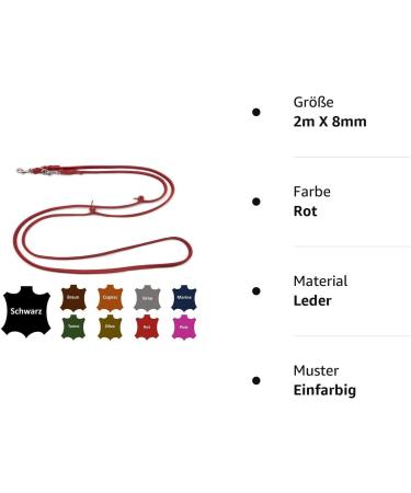 Adjustable Fat Leather Dog Leash for Small & Large Dogs - 2m 2.4m 2.8m 3.5m 5m - Red - Durable & Stylish - Buy Online on SooperMarket.com