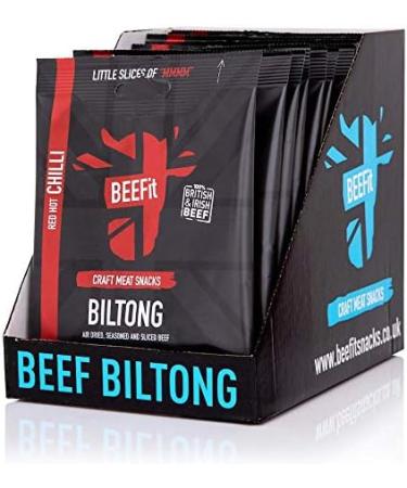 BEEFit Red Hot Chilli Biltong Beef Jerky 10x30g | High Protein, Gluten Free, Keto Friendly - Buy Online on SooperMarket.com