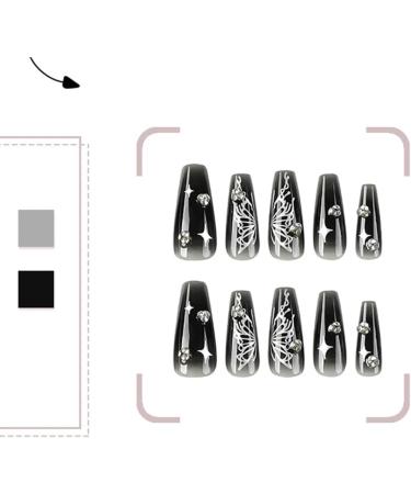 Ruarby False Nails Full Cover Nail Tips Butterfly Press On Nails French Tip False Nails Stick on Nails DIY Manicures Supplis - Buy Online on SooperMarket.com