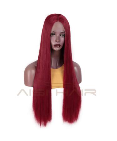 HBINGBING Synthetic Lace Front Wig Long Straight Red Lace Wigs for Women Middle Part Nature Hair