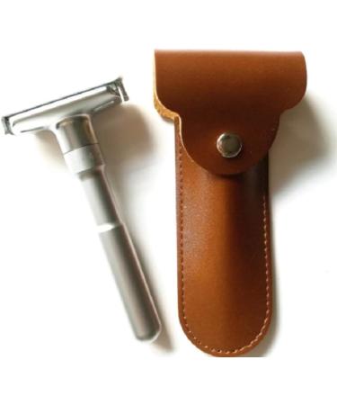 Sunroot Razor Travel Holder - Manual Double Edge Safety Razor Container | Durable PU Leather Case for International Shipping - Buy Online on SooperMarket.com