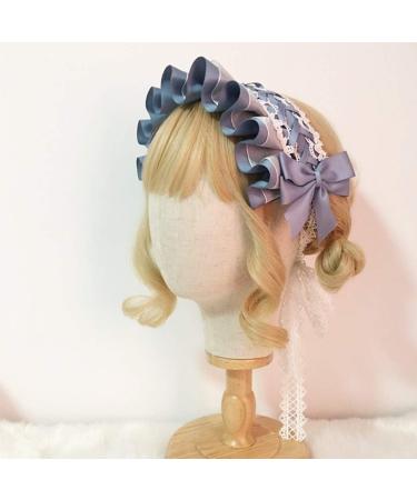 JSGHGDF Japanese Maid Cosplay Headdress Ruffled owknot Hairband Sweet Floral Lace Ribbon Party Hair Accessory White - Buy Online on SooperMarket.com