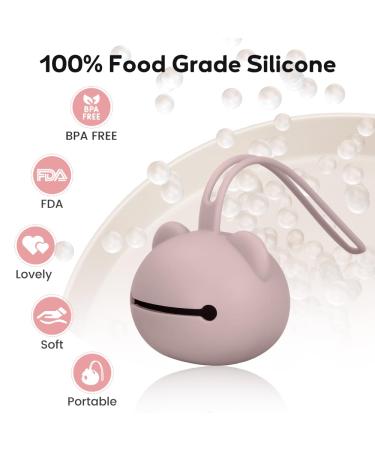 Airfish Silicone Pacifier Box 2 Pack - BPA-Free Baby Bear Travel Storage Case in Beige & Pink | Ideal Pacifier Holder for Girls - Buy Online on SooperMarket.com