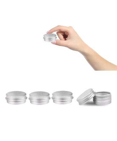 Aluminium Empty Containers 4 Pcs Round Travel Cream Jars 10 ml Empty Aluminium Tins with Lids Little Tin Pots Cosmetic Pots for Lip Balm Lotion Cream Masks Mini Candles Cosmetics (Silver)