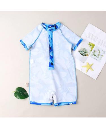 PythJooh Baby Boy Swimsuit Rash Guard Shark Print One Piece Swimwear - Blue Shark (1-2 Years) - Buy Online on SooperMarket.com