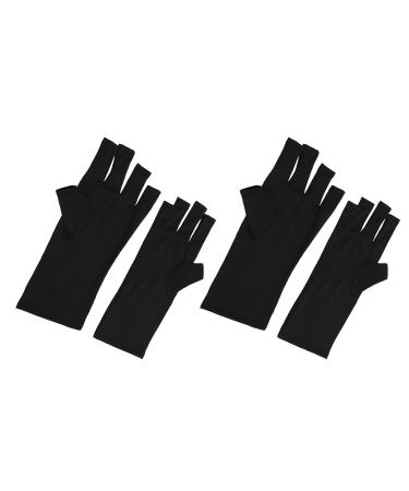 Fingerless UV Protection Manicure Gloves 2 Pairs UV Gloves Excellent Elasticity Art UV Blocking Gloves for Nail Gel Dryer Professional Fingerless Gloves for Protecting Hands from UV Nail Lamp Black - Buy Online on SooperMarket.com