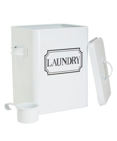 Laundry Detergent Container for Powder, Beads, and Pods, White Laundry Canister with Scoop for Bathroom Organizing and Storage, 100 Ounce Capacity (White, 7x9x6 in)