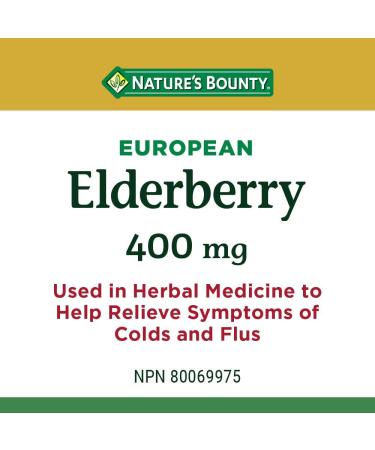 Nature's Bounty Elderberry 400 Mg Help relieve symptoms of colds and flus 100 Capsules - Buy Online on SooperMarket.com
