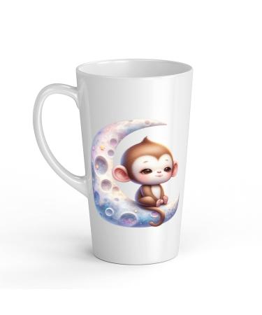 White Ceramic Baby Monkey Mug - Large 483 ml Perfect for Hot Chocolate or Milk Fun and Easy to Use