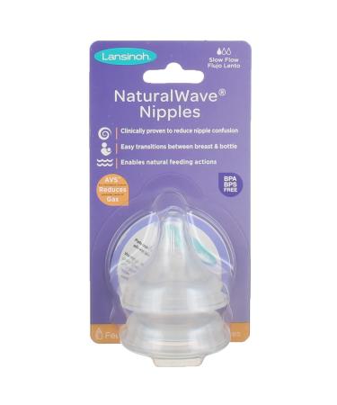 Lansinoh NaturalWave Nipples Slow Flow 2 Slow-Flow Nipples