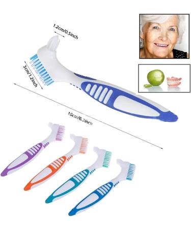 4pcs Denture Cleaning Brush Denture Brush Double-Sided Denture Cleaner with Ergonomic Handle Fashion - Buy Online on SooperMarket.com