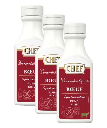CHEF Liquid Concentrate Beef flavor boost for hearty meat dishes 100% natural flavor pack of 3 (3 x 200ml)