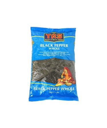 TRS Black Pepper Whole | 1KG | Whole Pepper | Gourmet Black Peppercorn | Peppercorns for Grinders |Ground Black Pepper |Indian Origin
