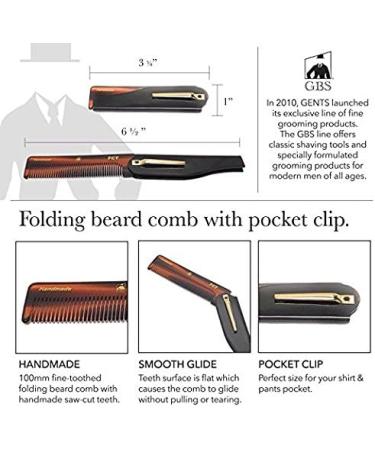 GBS Folding Beard Comb Stainless Steel Beard Comb for Combing Hair Beards and Mustaches Folding Pocket Comb for Men Handmade 100 100mm Fine Teeth with Pocket Clip - Buy Online on SooperMarket.com