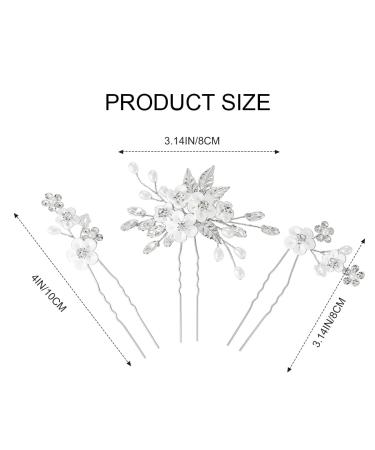 Crystal Wedding Hair Pins - Bridal Hair Pieces for Women - Pack of 3 - Gorais Flower Design (A-Silver) - Buy Online on SooperMarket.com