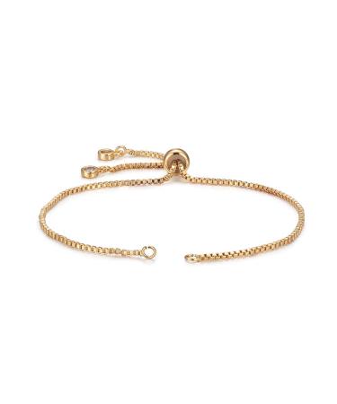 DanLingJewelry 10 Strands 18K Gold Plated Adjustable Slider Bracelet Slider Extender Chains with Cubic Zirconia for Jewelry Making Style-10 pcs-Golden