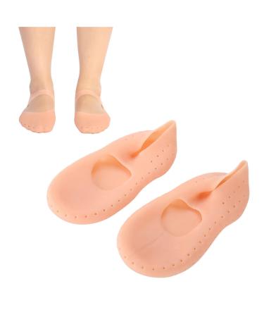 1 pair of moisturizing silicone gel socks relieve plantar fasciitis pain heel silicone socks foot foot anti-crack protection foot care tool prevention socks (S-skin)