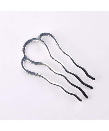 6-Piece Brass Hair Combs Set for Women - Large 65 x 35mm Silver Hair Bun Clips and Accessories - Buy Online on SooperMarket.com