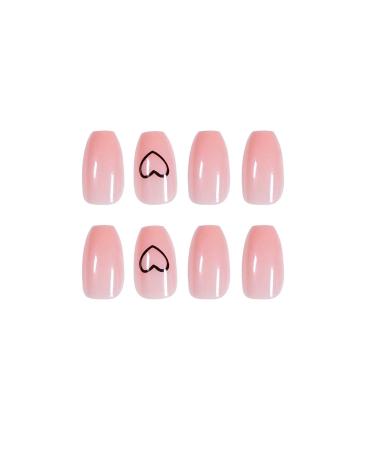 Rosa Heart False Nails | 24pcs Glossy Medium Coffin Press On Nails for Women & Girls - Perfect for Parties & Salons - Buy Online on SooperMarket.com