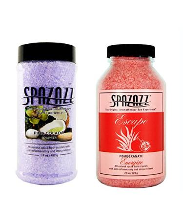Spazazz Aromatherapy Spa and Bath Crystals - Pina Colada 17oz/Pomegranate 22oz