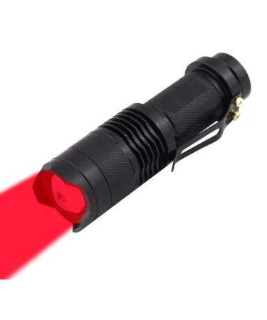 WAYLLSHINE High Power One Mode Red LED Flashlight, Powerful Single Mode Red Flashlight, Red Light Flashlight Red LED Red Light Torch for Astronomy, Aviation, Night Observation-Black