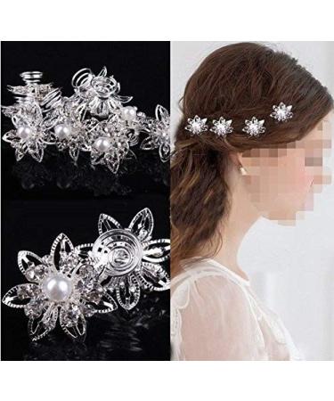 Musuntas 6 Set Beautiful stars Flowers Hair spiral hairpins pearl rhinestone bride wedding pearl rhinestones hair accessories hair spiral ...
