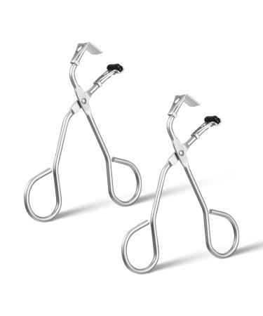 2 Pack Mini Eyelash Curler Silver Eyelashes Curler Professional Silicone Lash Curler No Pinching Fits All Eyelash Shapes Makeup Tool for Eyelashes for Dramatic Lash Look