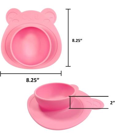 Wrapables Silicone Placemat & Suction Food Bowl Set for Baby - Pink Bear (Large) - Buy Online on SooperMarket.com