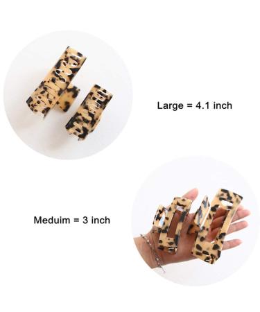 3 French Design Tortoise Shell Hair Claw Clips (2 Pack) - Stylish Rectangle Hair Clamp for Women & Girls - Buy Online on SooperMarket.com