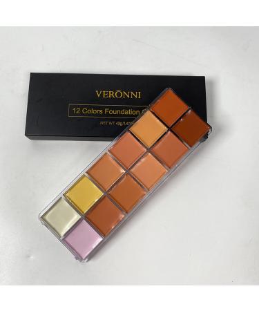 VERONNI 12 Color Cream Concealer Palette for Face Contouring and Full Coverage - Professional Makeup Essential - Buy Online on SooperMarket.com