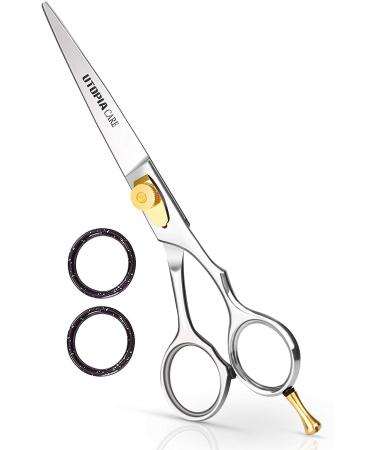 Utopia Care Hairdressing Scissors Hair Scissors 6.5 Inch | Premium Stainless Steel Razor Hair Cutting Scissor with Adjustable Tension Screw and Detachable Finger Rest for Men, Women, Barber (Silver)