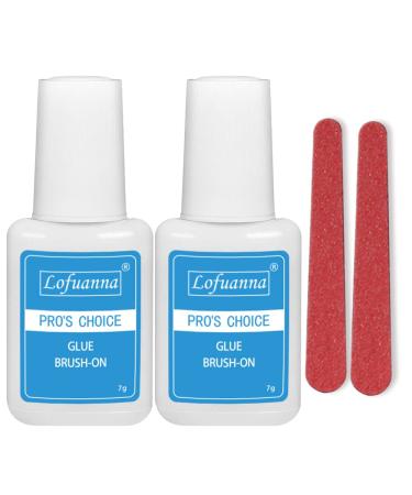 Nail Glue Lofuanna Professional 2Pcs Nail Glue for Acrylic Nails Super Strong Brush on Nail Glue for Press On Nails Long Lasting Quick-Drying Nail Glue for Nail Tips 7ml
