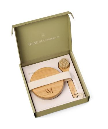CSM Dry Brushing Body Brush Set- Natural Bristle Body Brush  Exfoliating Face Brush for Soft Skin: Kit contains 1 Dry Brush for Face + 1 Body Brush for Lymphatic Drainage  Cellulite  and Circulation