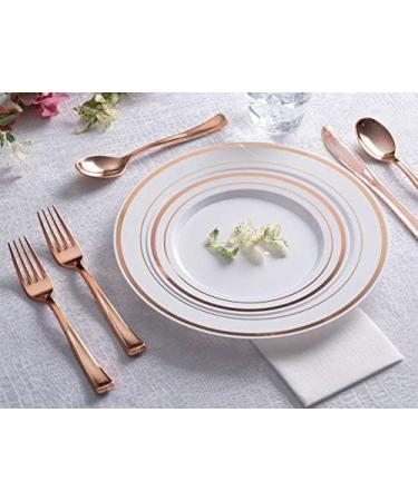 125 Disposable Heavy Duty Rose Gold Plastic Forks - Elegant Silverware for Catering, Events, Parties, Weddings - Stock Your Home - Buy Online on SooperMarket.com