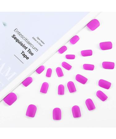 Sethexy Matte Purple False Nails - Short Full Cover Salon Art Design - 24pcs for Women & Girls - Buy Online on SooperMarket.com