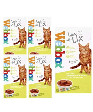Webbox Lick-e-Lix Yoghurt with Liver Sausage and Cat Grass 5 x 15g Sachets (Pack of 6) Liver Sausage 75 g (Pack of 6)