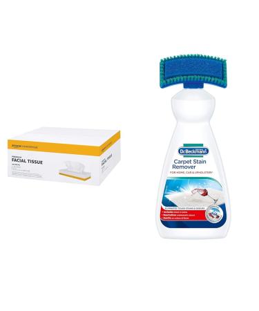 AmazonCommercial 417627 2-Ply Facial Tissues Pack of 40 4000 tissues & Dr. Beckmann Carpet Stain Remover | Removes New and Dried-in Stains | Includes Applicator Brush