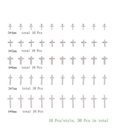 50Pcs Silver Cross 3D Nail Art Charms - Jesus Metal Rivet Christian Gems for Nail Decorations - Buy Online on SooperMarket.com