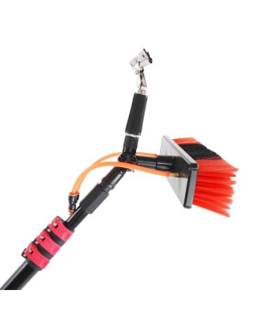 Window Cleaning Kit with Extension Pole Water Fed Pole Brush System Teleswindow Cleaning Tools Extendable Pole with Squeegee/5.6 M/18.4 Ft 35cm Brush Head 12M/39FT