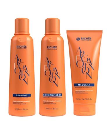 Rich e Professional | Argan E Ojon Home Care Kit | Shampoo Conditioner + Mask | Healthy And Shiny Hair Every Day | (2x) 250ml / 8.4 fl.oz. + (1x) 150gr / 5.3 oz.
