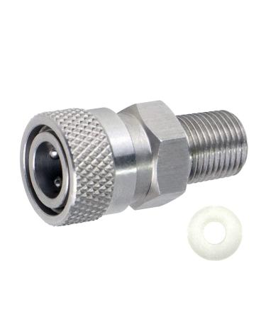 HMKUGO 1/8 BSPP Male to 8MM Female Quick-Disconnect Connector Adapter, Stainless Steel, PCP Paintball Charging Fittings with Sealing O-Ring