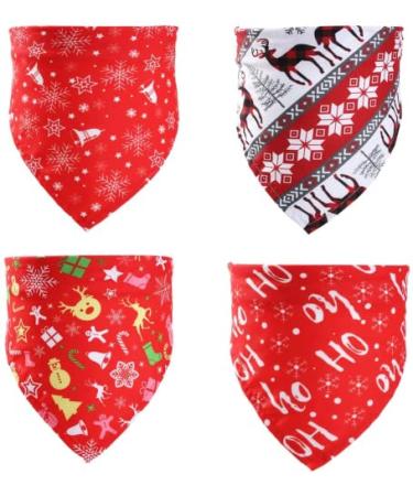 Dog Bandanas 4 Pack Dog Christmas Bandana Classic Buffalo Plaid Pets Scarf Triangle Bibs Neckerchief Set Pet Costume Accessories Decoration for Small Medium Large Dog and Cats 4PC Xmas