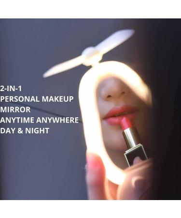 UNAGLAM Mini Avocado-Shaped Makeup Mirror with LED Light & Fan, USB-Rechargeable- Pink 2 - Buy Online on SooperMarket.com