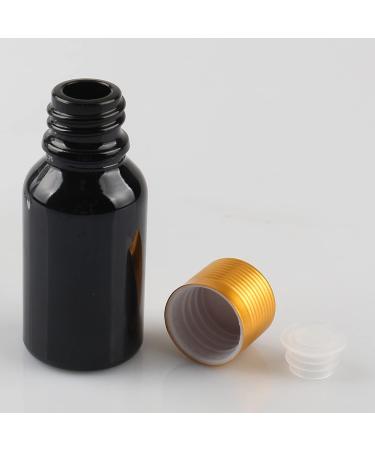 Tianzd 6-Pack 15ml Gloss Black Glass Bottles - Sealed Stopper & Gold Cap for Fragrance Oil & Aromatherapy - Ideal for Travel & Massage - Buy Online on SooperMarket.com