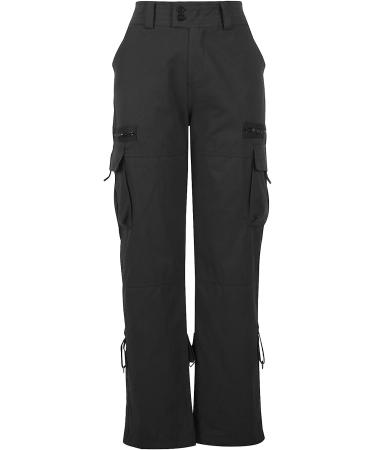 Feancey Women's Black Cargo Pants - Low Waist Wide Leg Trousers for Casual Streetwear - Buy Online on SooperMarket.com